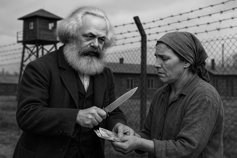 Karl Marx rånar en arbetarkvinnar